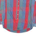 ALASKA Mens Red & Blue Check Shirt XL Button-Down Collar Long Sleeve Cotton