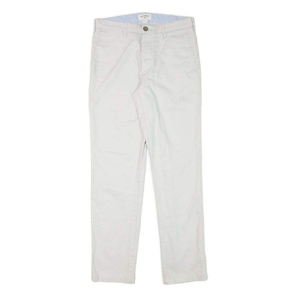 DOCKERS Mens Slim White Trousers W30 L30 Cotton Blend Zip Casual Smart