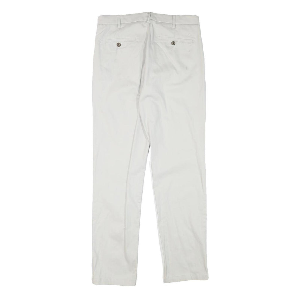 DOCKERS Mens Slim White Trousers W30 L30 Cotton Blend Zip Casual Smart