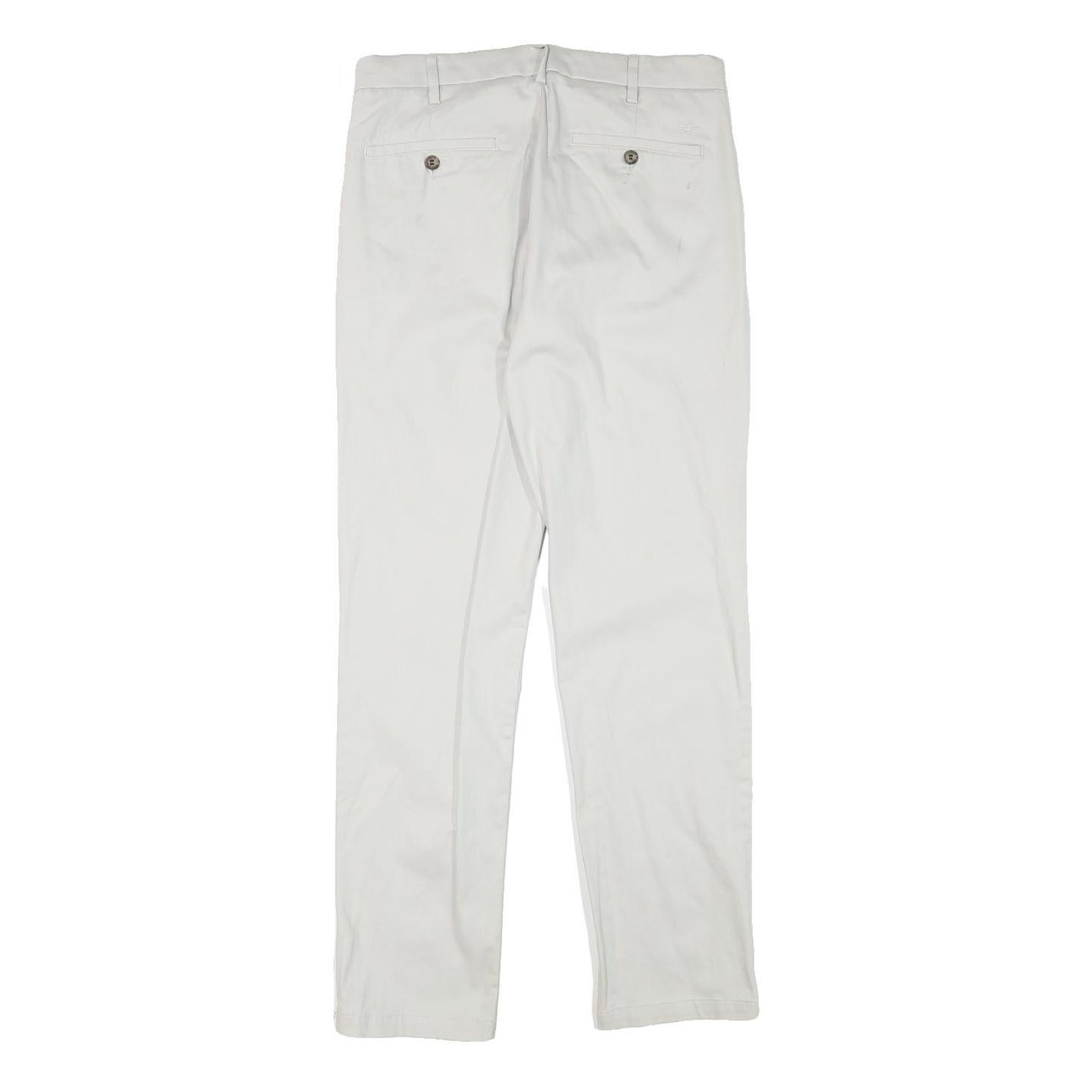 DOCKERS Mens Slim White Trousers W30 L30 Cotton Blend Zip Casual Smart