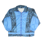 Mens Blue Black Crazy Pattern Lightweight Zip Up Polyester Blend Jacket L