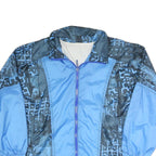 Mens Blue Black Crazy Pattern Lightweight Zip Up Polyester Blend Jacket L