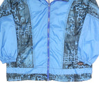 Mens Blue Black Crazy Pattern Lightweight Zip Up Polyester Blend Jacket L