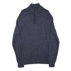 CALVIN KLEIN Mens Blue Plain Pullover Roll Neck Basic Knit M Cotton Blend Jumper