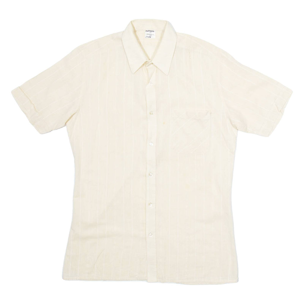 Mens Shirt Beige Striped S