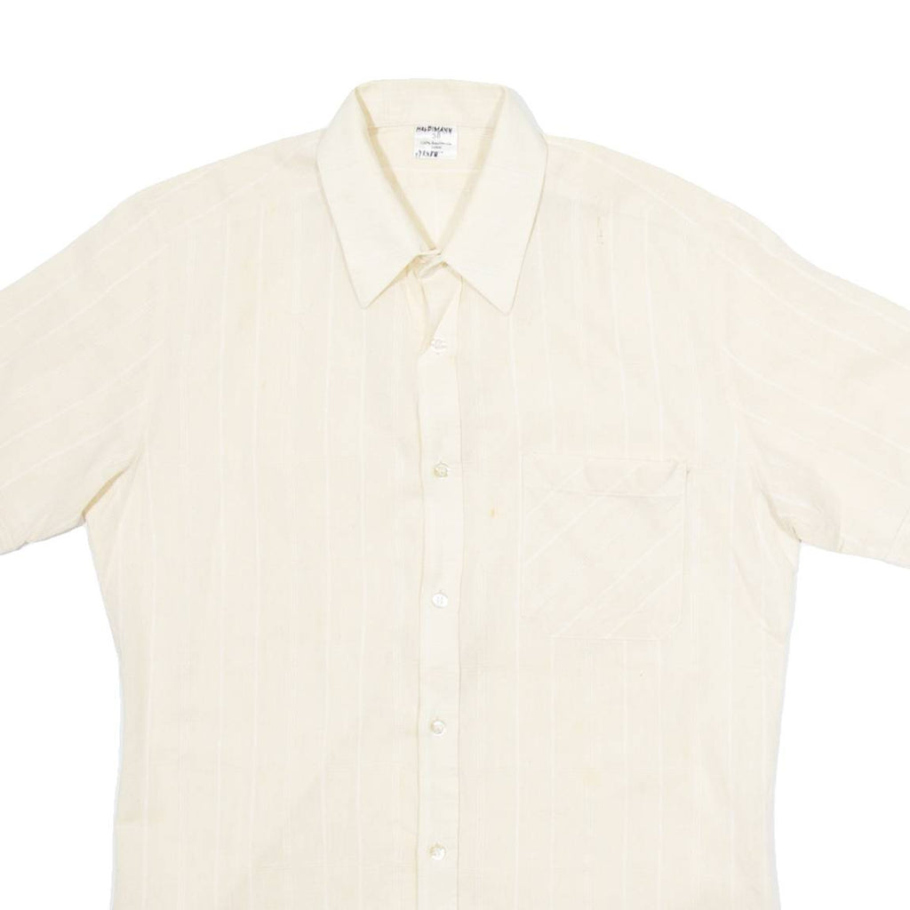 Mens Shirt Beige Striped S