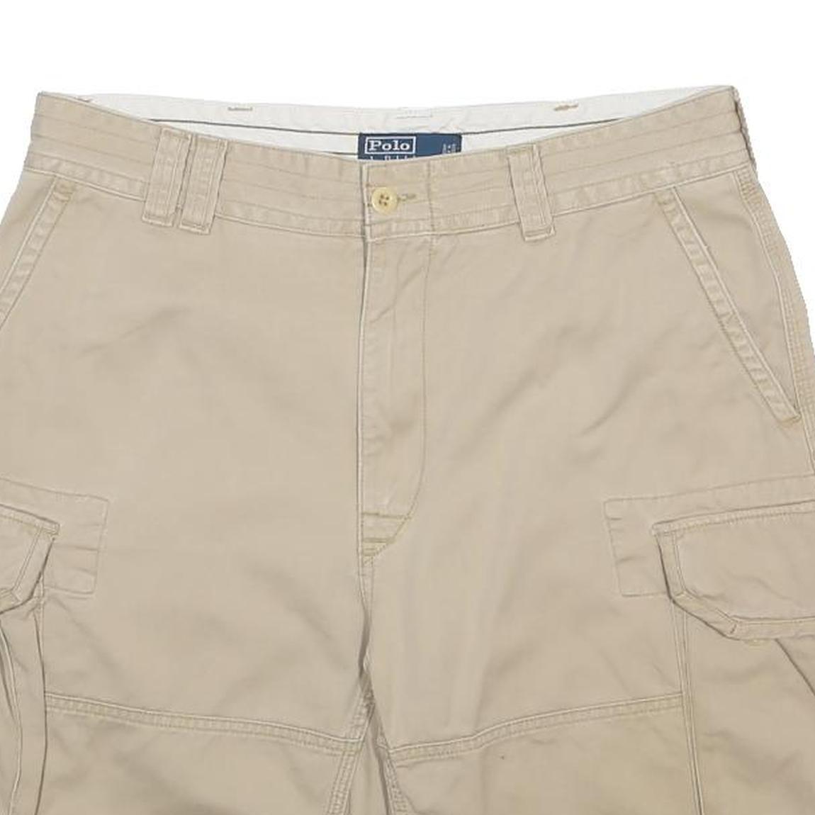POLO RALPH LAUREN Mens Beige Cargo Shorts L W35 Casual Cotton Pocket Design