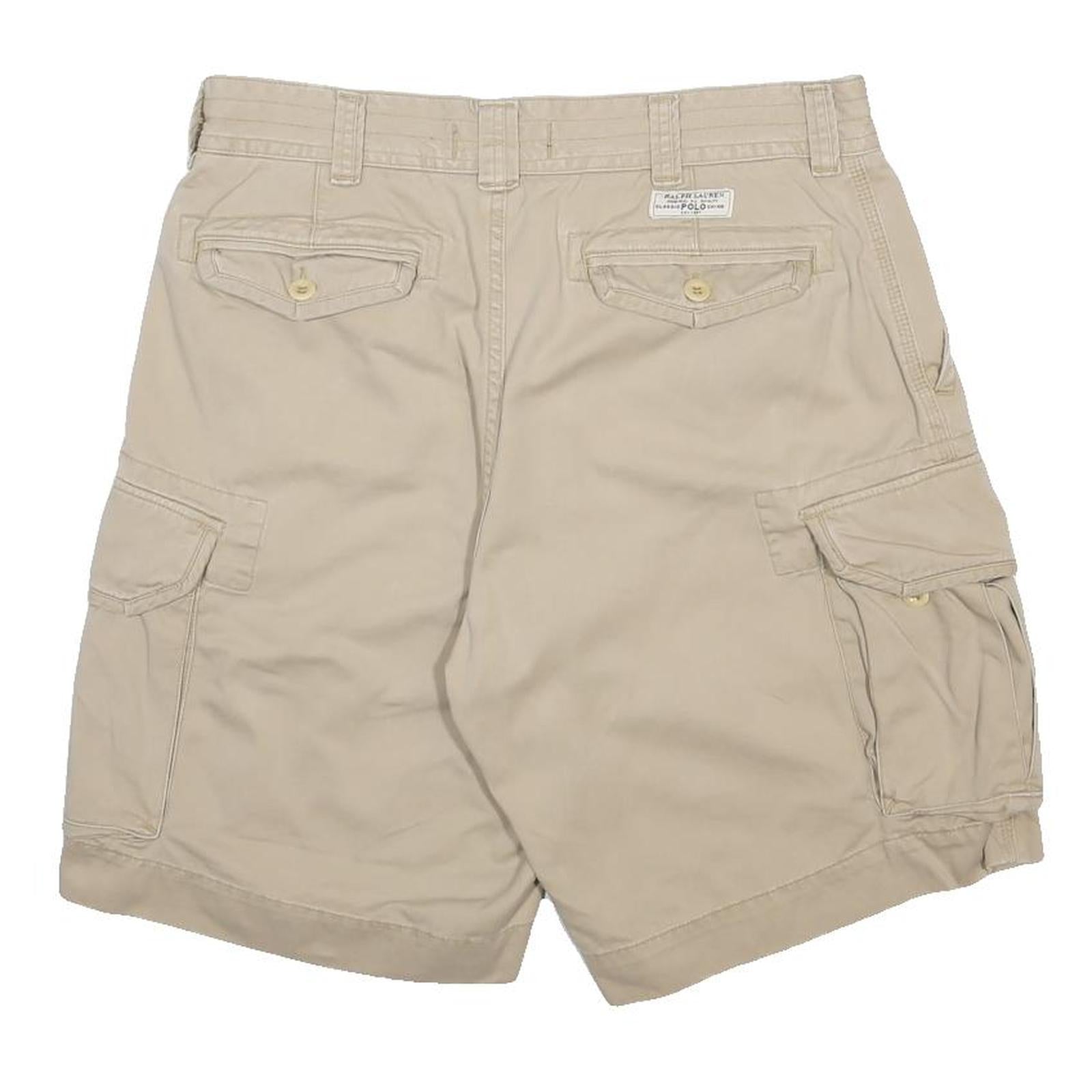 POLO RALPH LAUREN Mens Beige Cargo Shorts L W35 Casual Cotton Pocket Design