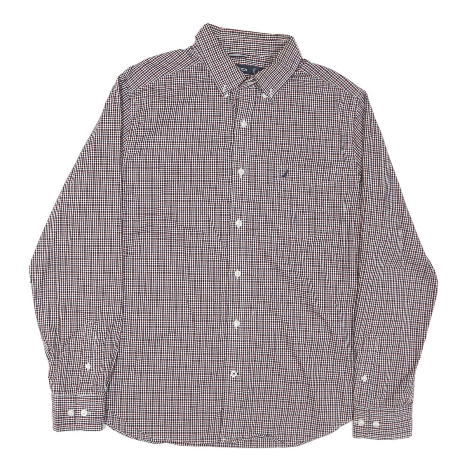 NAUTICA Mens Blue & Red Check Shirt L Long Sleeve Button Down Casual Cotton