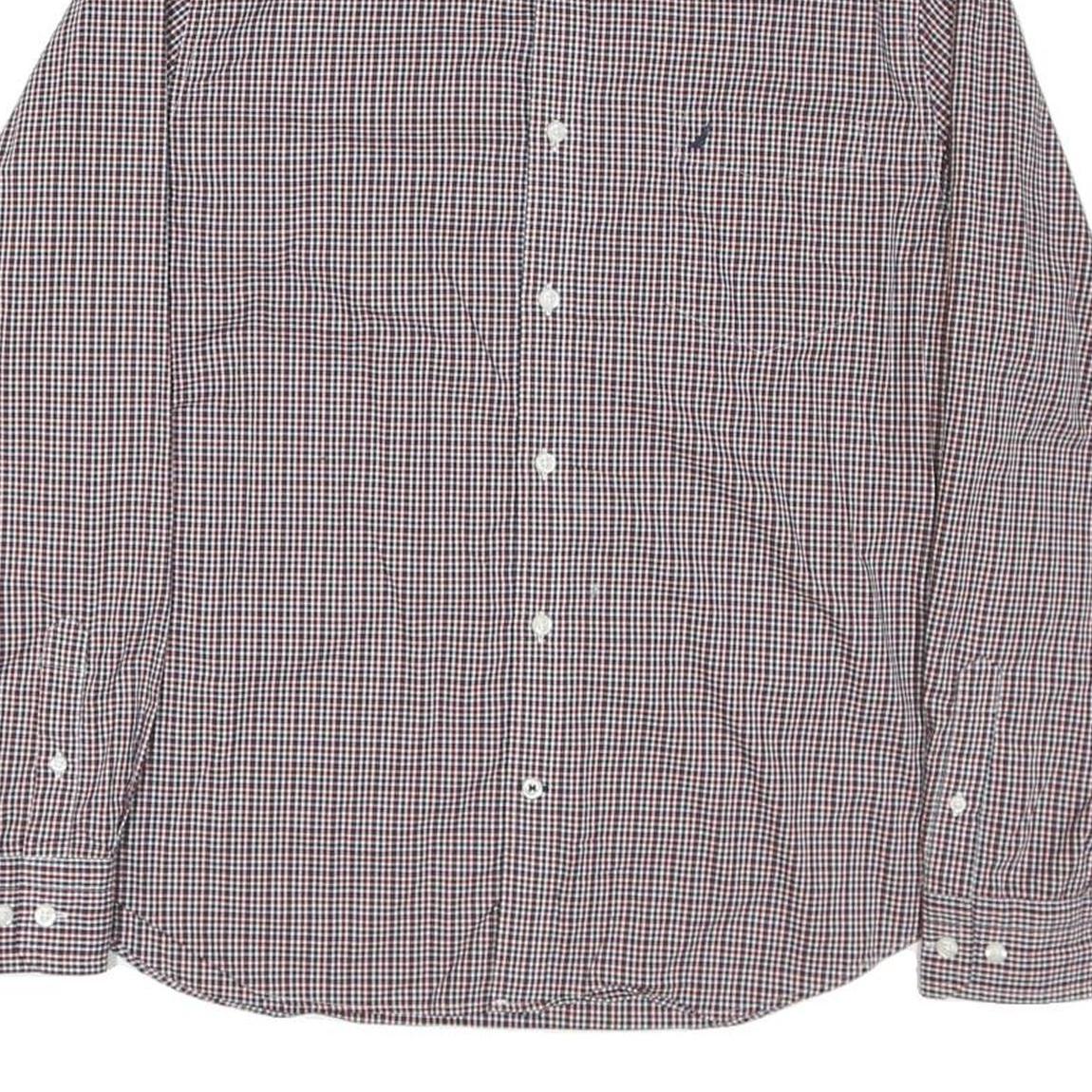NAUTICA Mens Blue & Red Check Shirt L Long Sleeve Button Down Casual Cotton