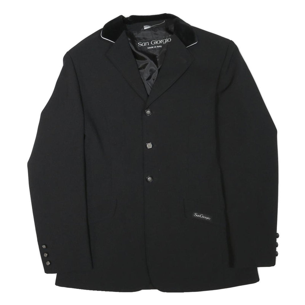 SAN GIORGIO Womens Black Button Jacket L Polyester Blend Plain Elegant