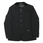 SAN GIORGIO Womens Black Button Jacket L Polyester Blend Plain Elegant