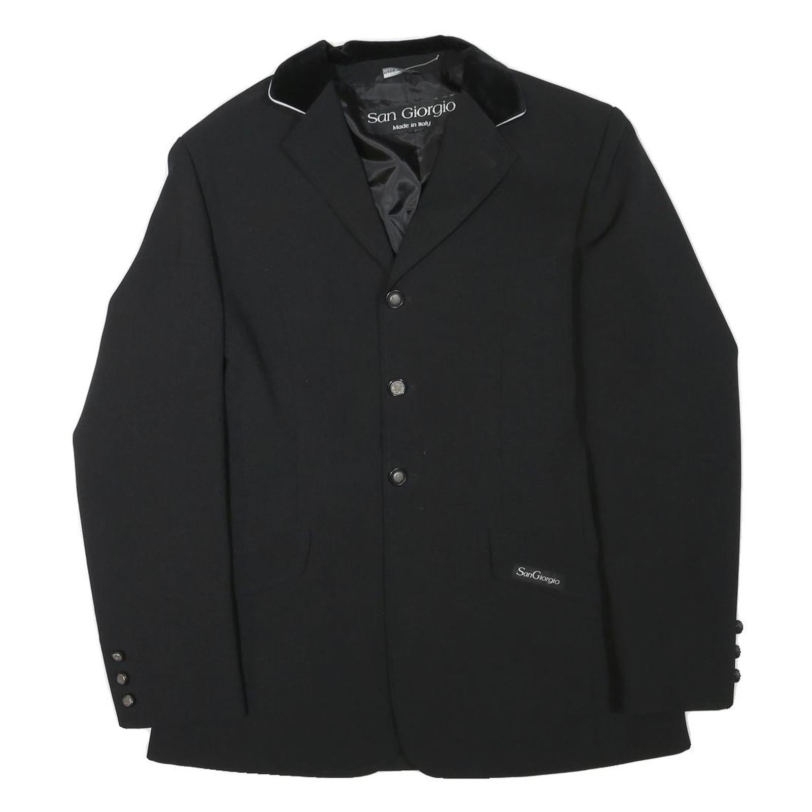 SAN GIORGIO Womens Black Button Jacket L Polyester Blend Plain Elegant