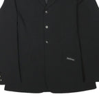 SAN GIORGIO Womens Black Button Jacket L Polyester Blend Plain Elegant