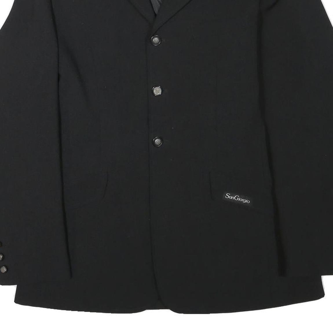 SAN GIORGIO Womens Black Button Jacket L Polyester Blend Plain Elegant