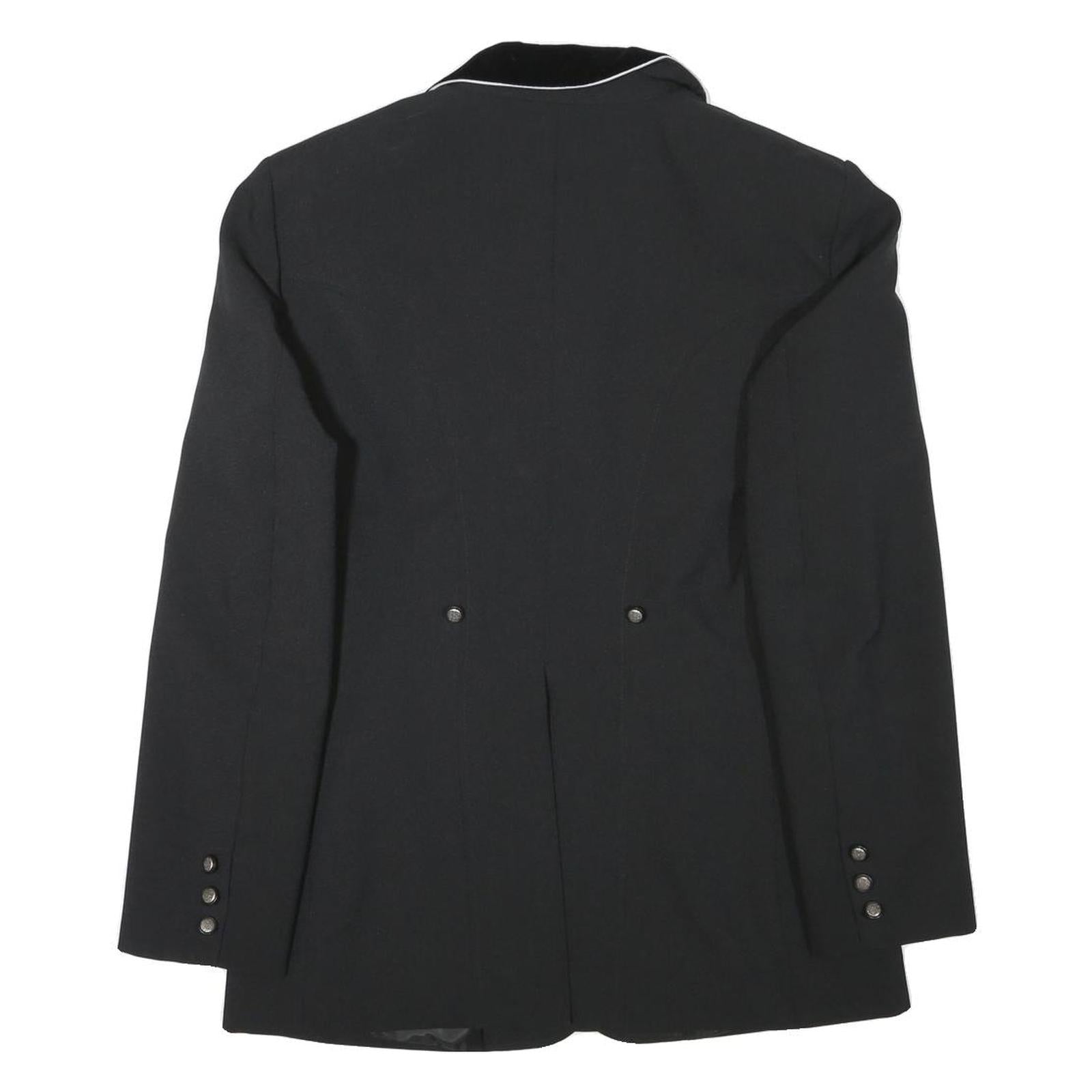 SAN GIORGIO Womens Black Button Jacket L Polyester Blend Plain Elegant