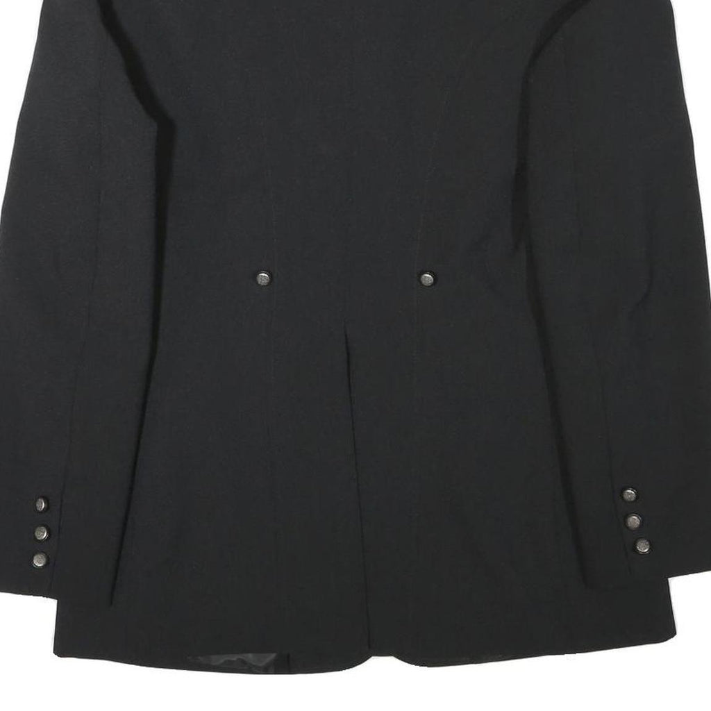 SAN GIORGIO Womens Black Button Jacket L Polyester Blend Plain Elegant