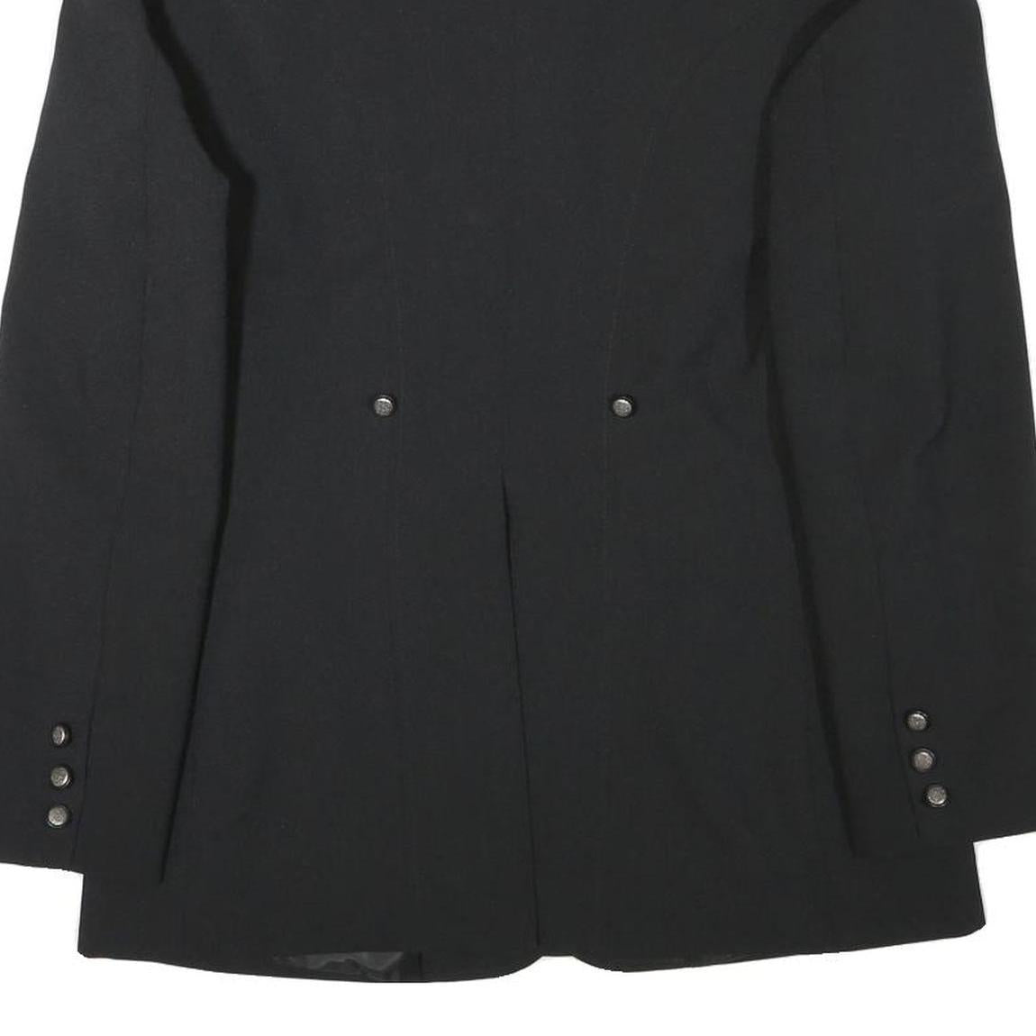 SAN GIORGIO Womens Black Button Jacket L Polyester Blend Plain Elegant
