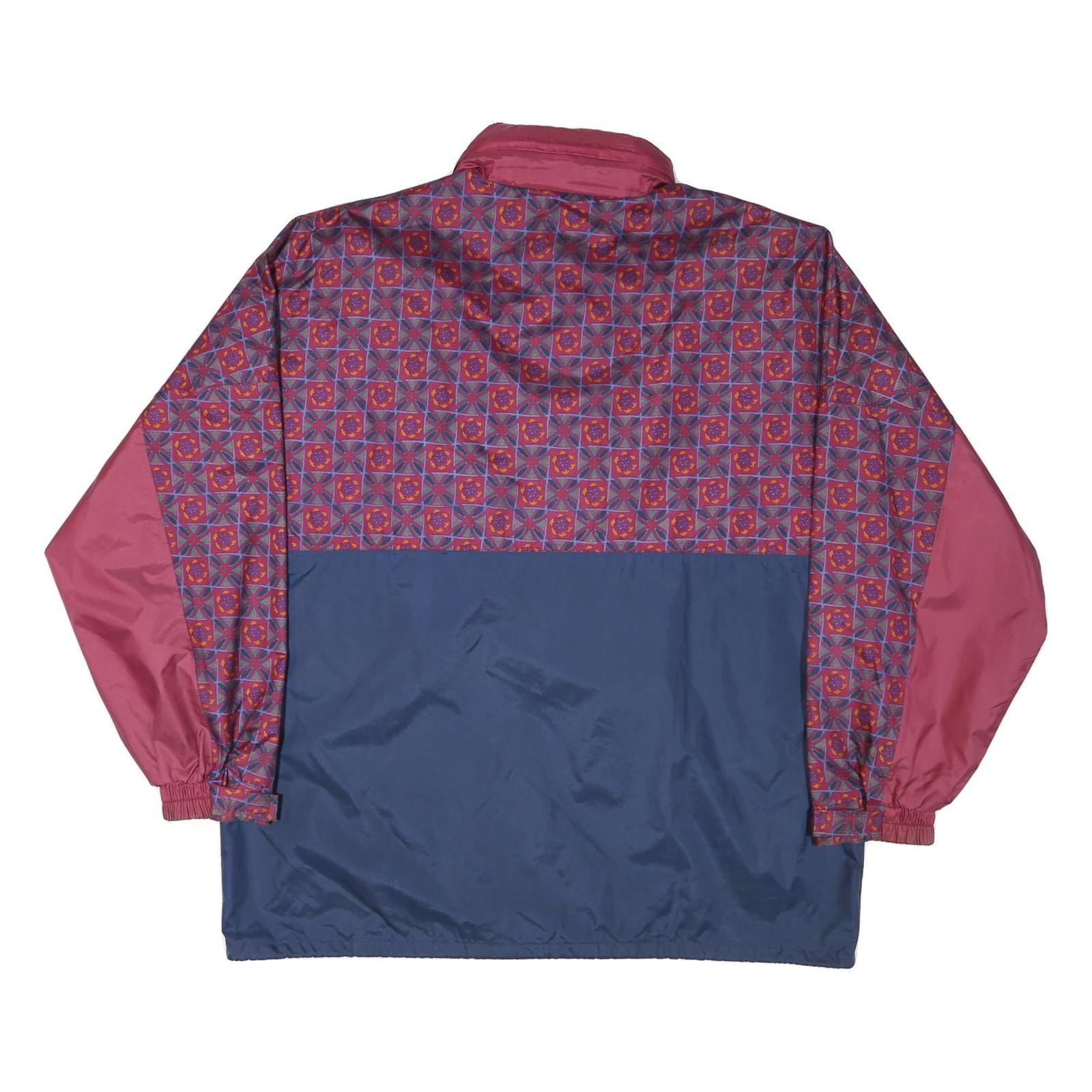 JEANTEX Mens Blue & Maroon Classic Zip Jacket XL Polyester Blend Printed Pattern