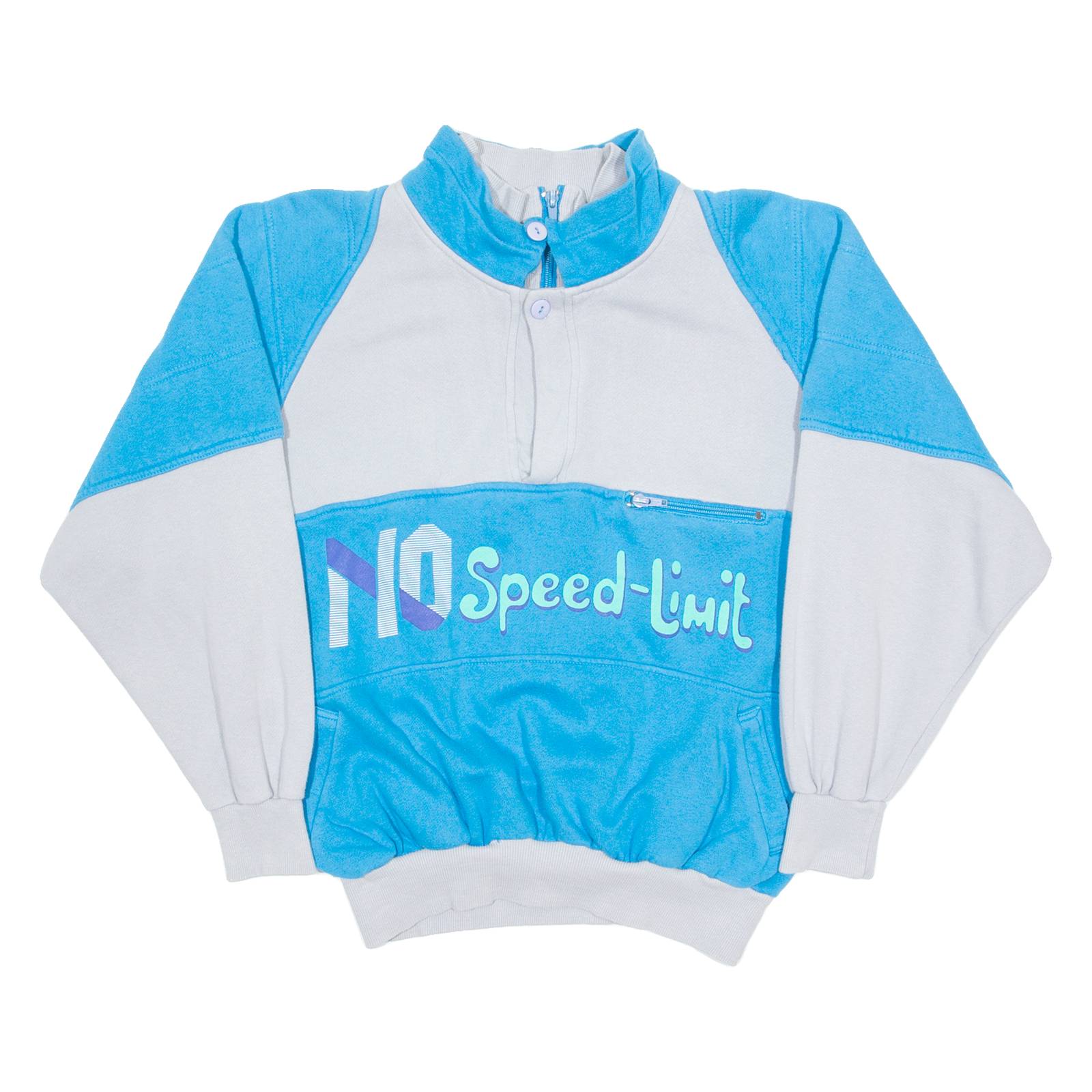 NEW FACES NO Speed-Limit Mens Sweatshirt Blue 1/4 Zip S