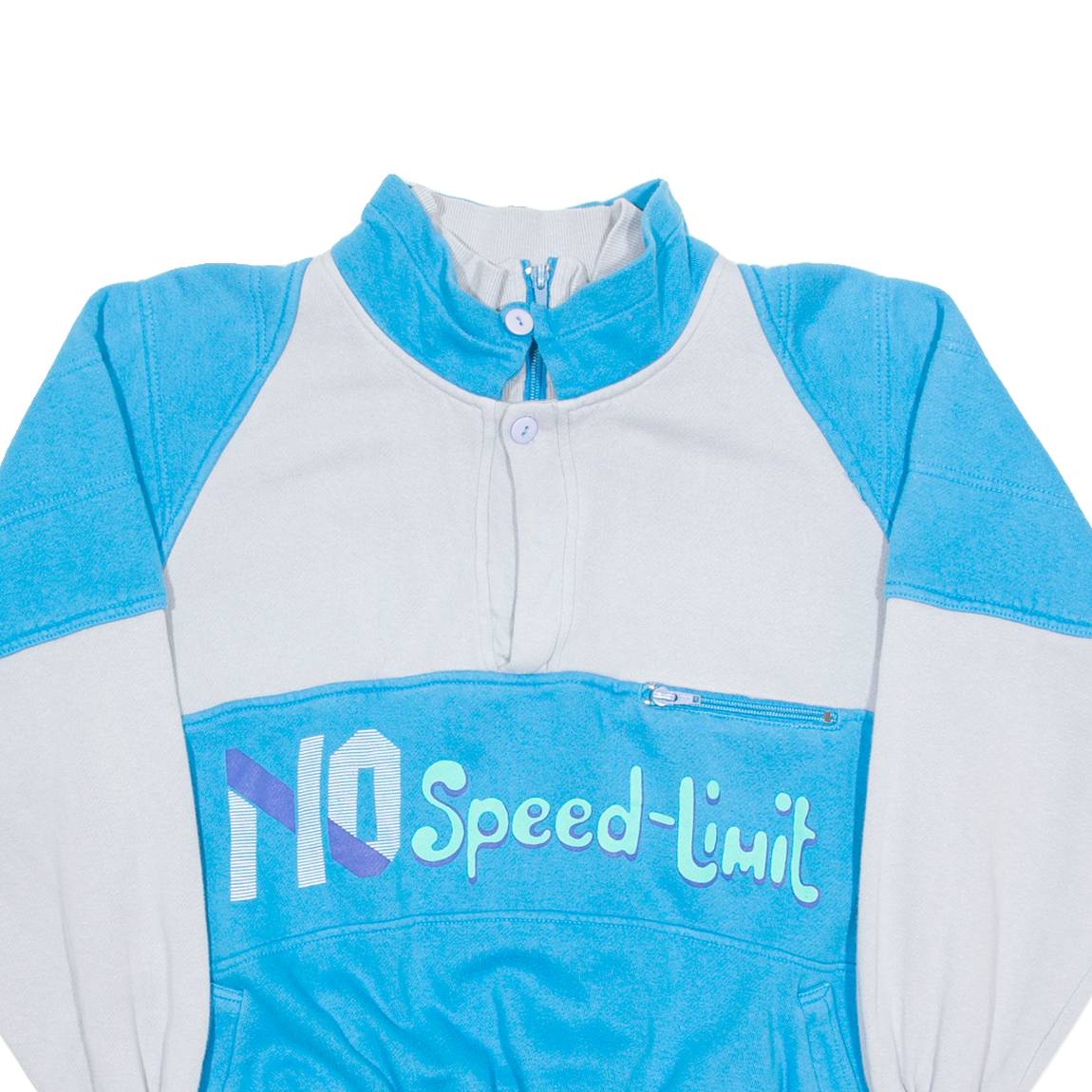NEW FACES NO Speed-Limit Mens Sweatshirt Blue 1/4 Zip S