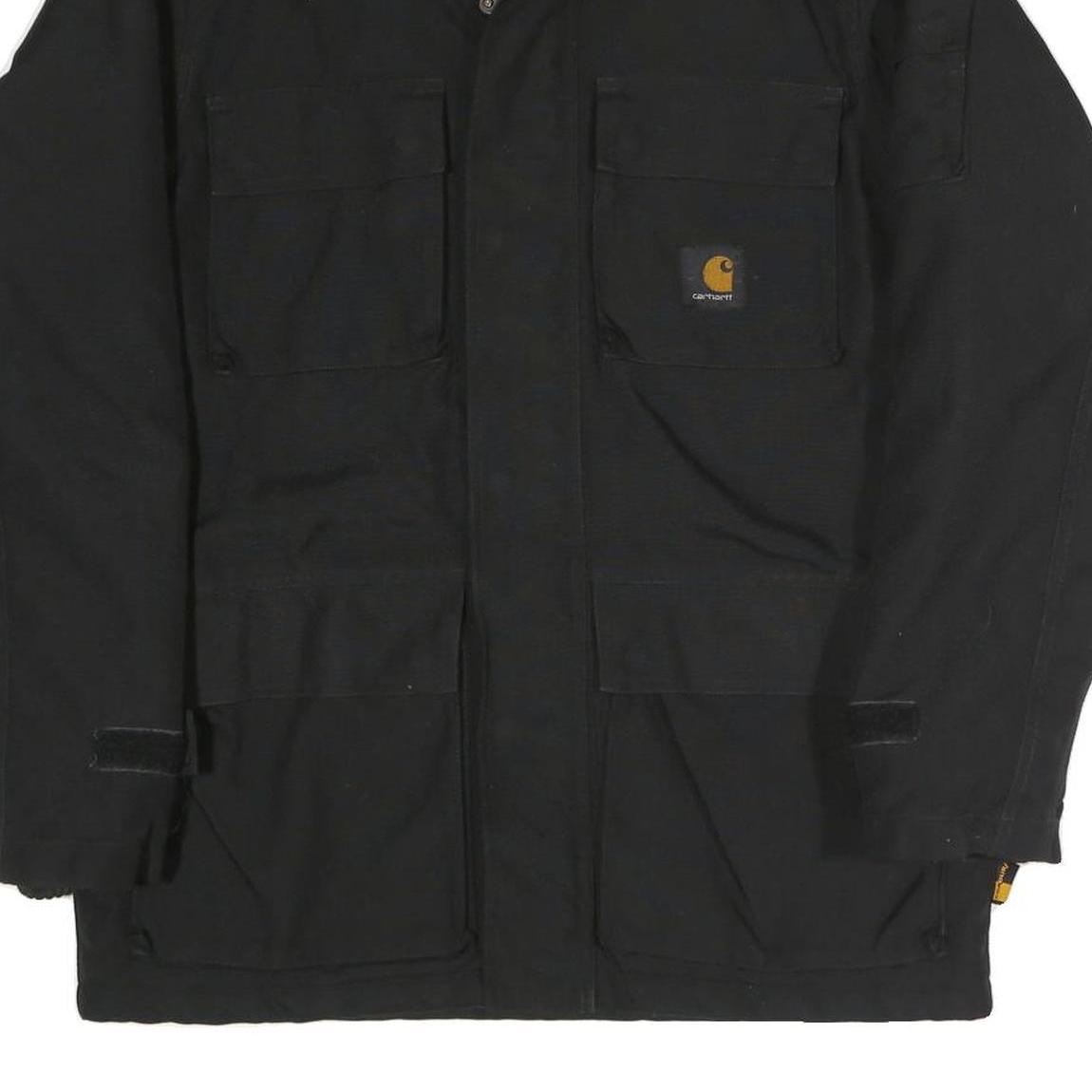 CARHARTT Mens Black Workwear Jacket S Polyester Blend Plain Zip Front Pockets