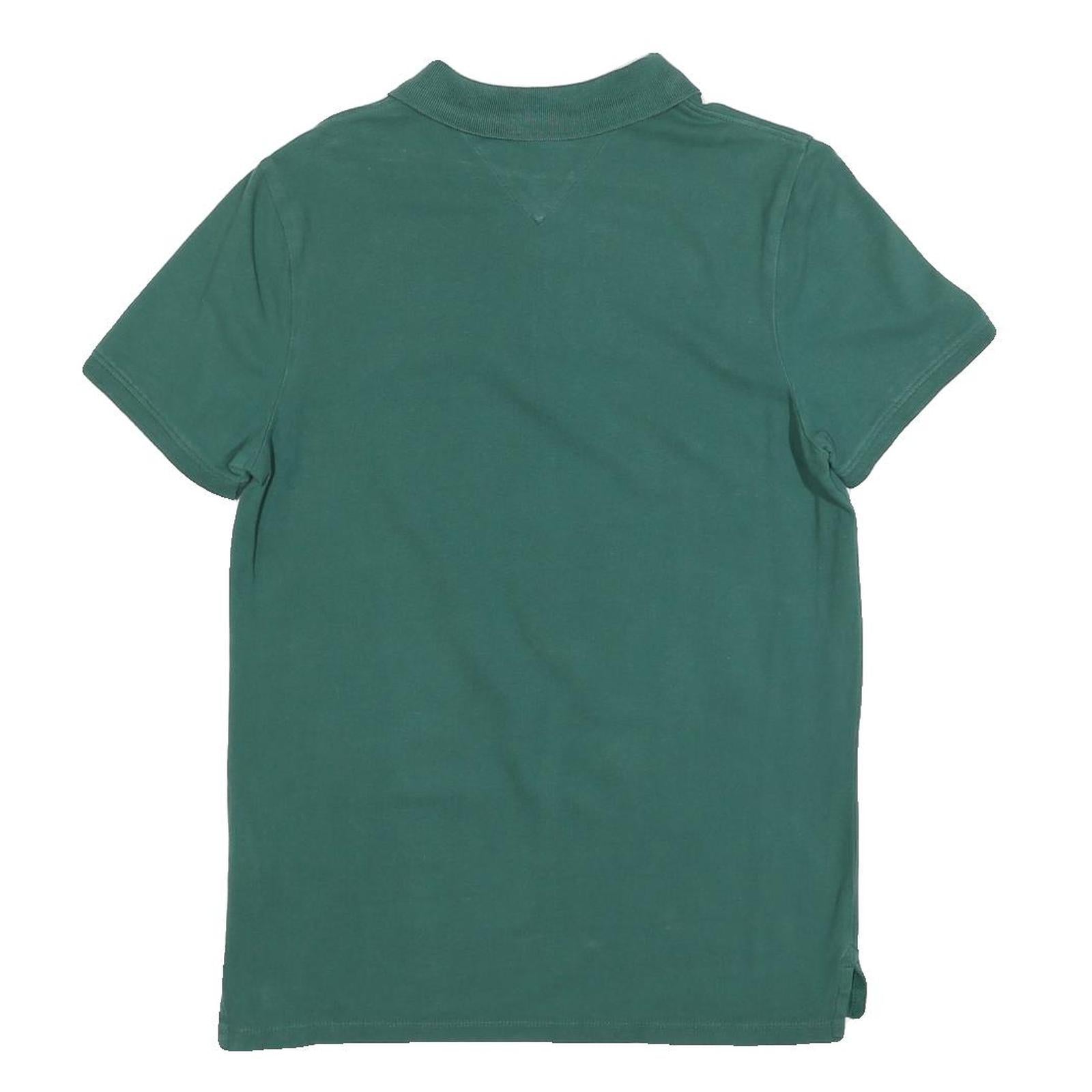TOMMY JEANS Mens Green Cotton Blend Short Sleeve Polo Shirt M Classic Logo