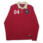LA MARTINA Mens Red & Beige Rugby Crest Long Sleeve Plain M Polo Shirt Cotton