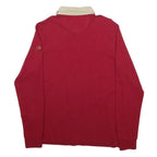 LA MARTINA Mens Red & Beige Rugby Crest Long Sleeve Plain M Polo Shirt Cotton