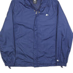STARTER Mens Blue Hooded Zip Jacket L Polyester Plain Lightweight Sportswear