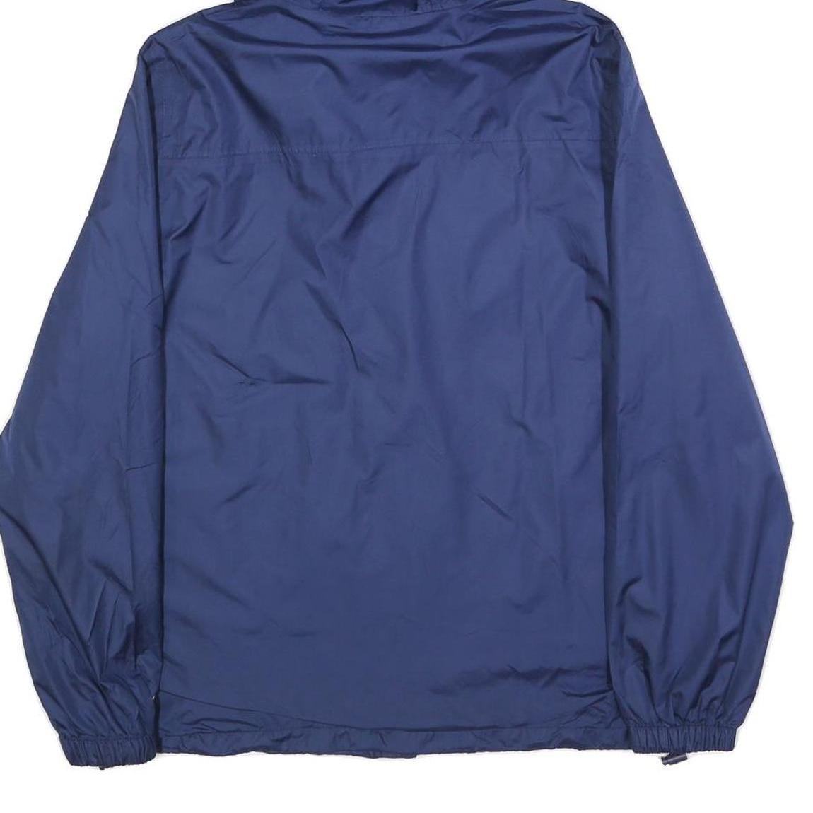 STARTER Mens Blue Hooded Zip Jacket L Polyester Plain Lightweight Sportswear
