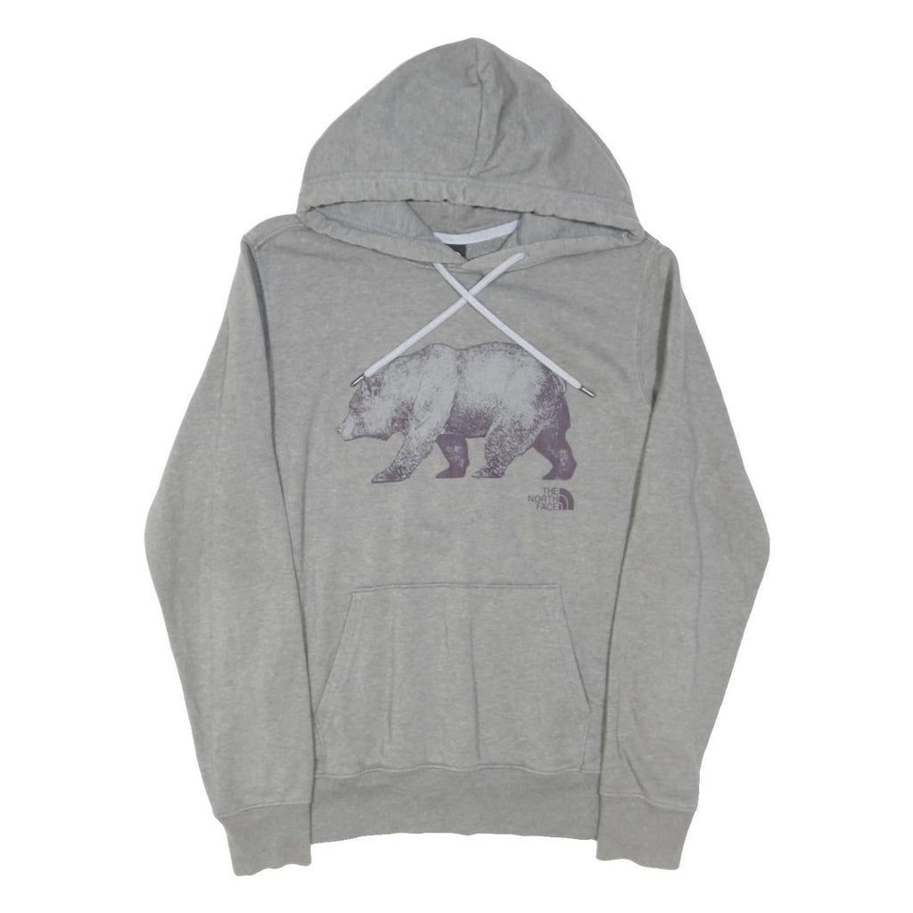 THE NORTH FACE Mens Grey Hoodie M Cotton Blend Bear Graphic Pullover Sweatshirt