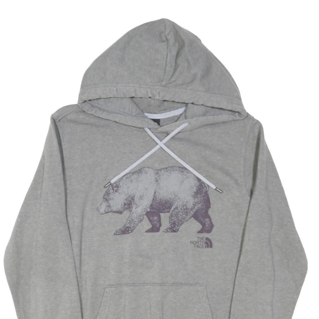 THE NORTH FACE Mens Grey Hoodie M Cotton Blend Bear Graphic Pullover Sweatshirt
