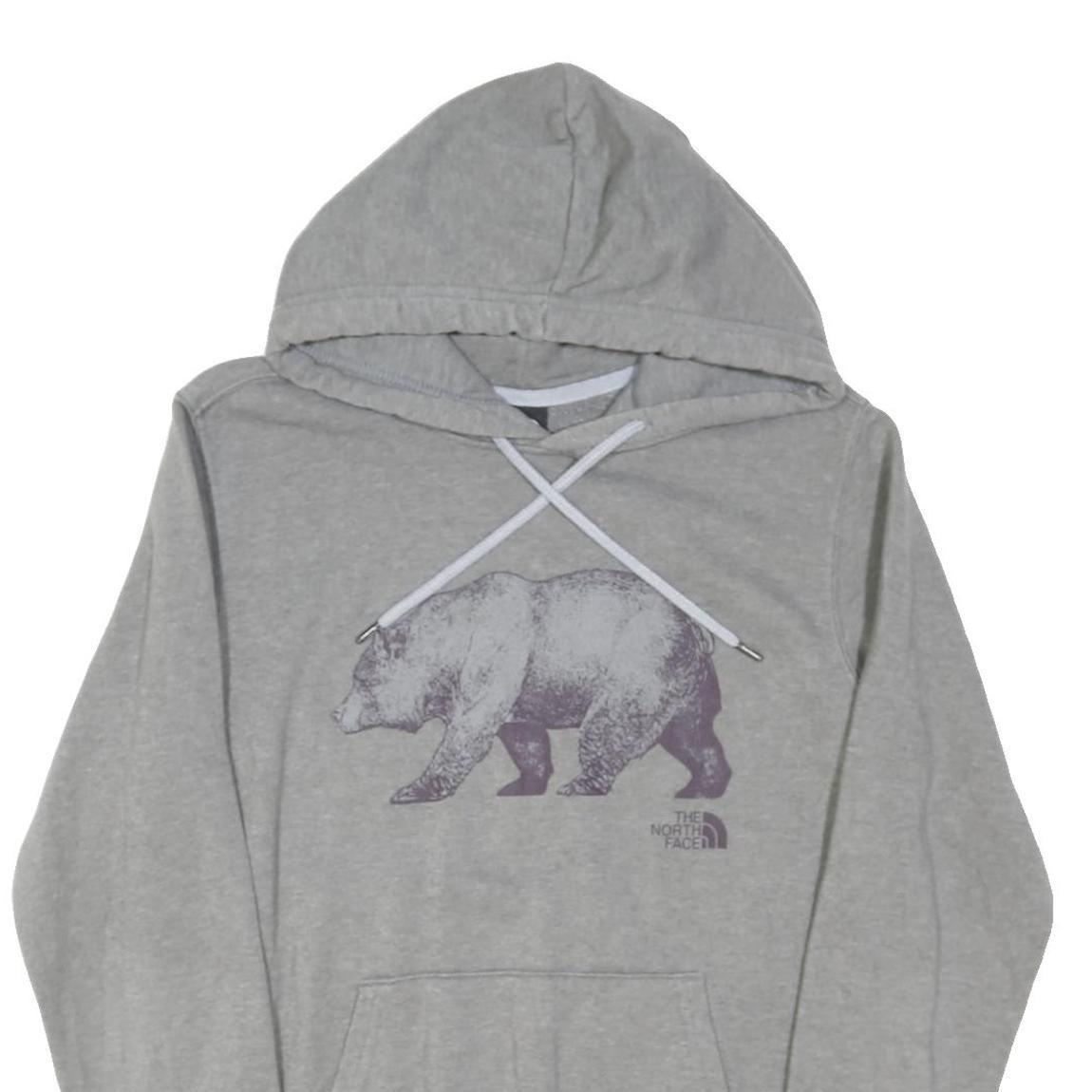 THE NORTH FACE Mens Grey Hoodie M Cotton Blend Bear Graphic Pullover Sweatshirt
