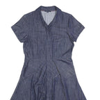 TOMMY HILFIGER Womens Blue Shirt Dress Cotton Blend Short Sleeve Knee Length S