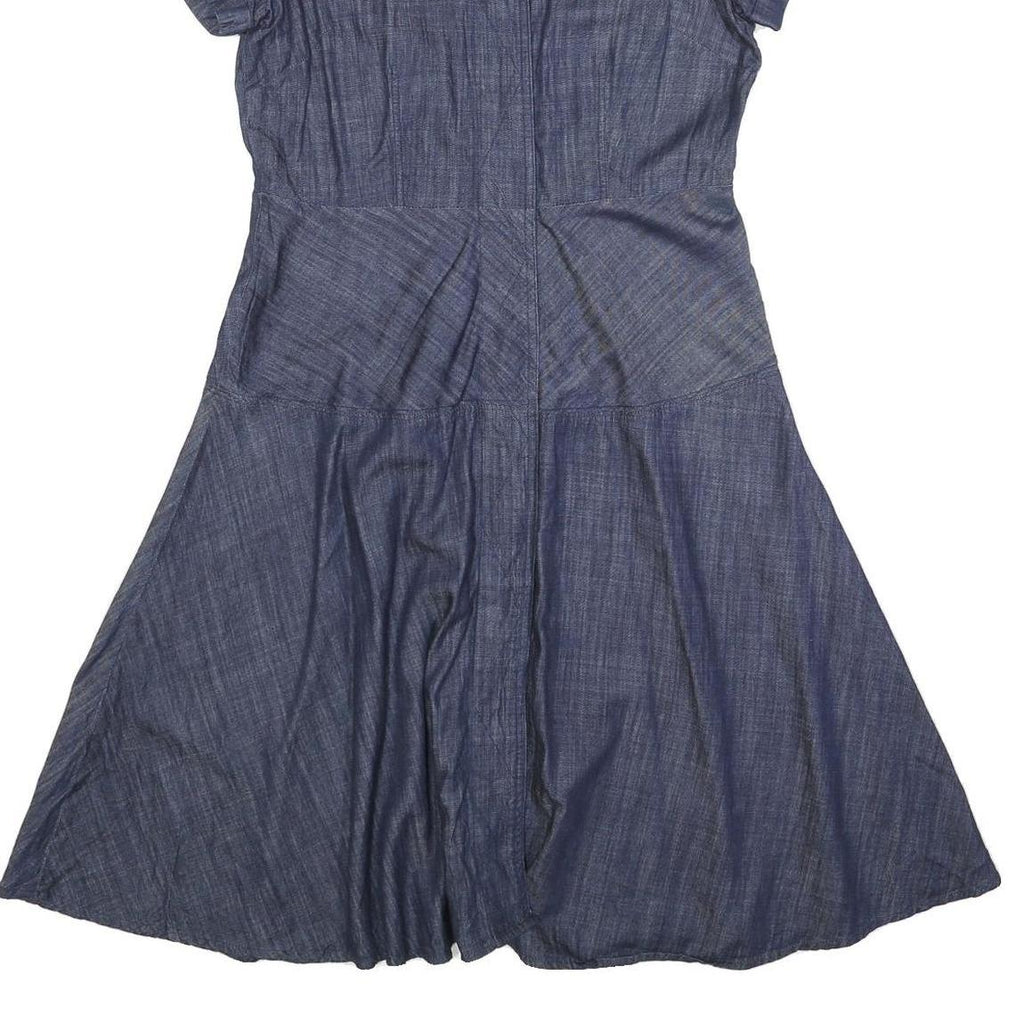 TOMMY HILFIGER Womens Blue Shirt Dress Cotton Blend Short Sleeve Knee Length S