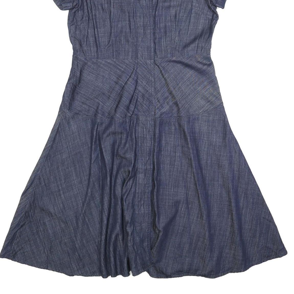 TOMMY HILFIGER Womens Blue Shirt Dress Cotton Blend Short Sleeve Knee Length S