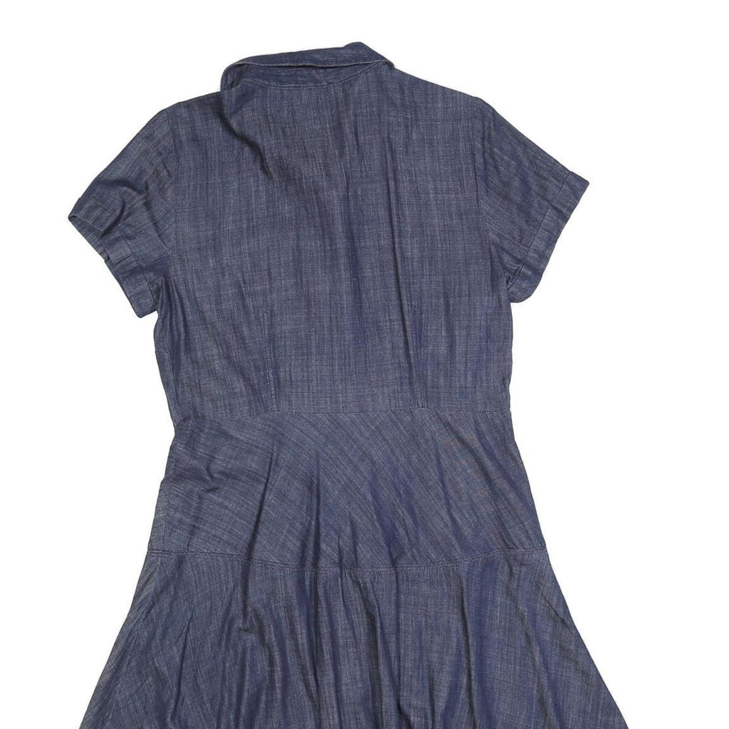TOMMY HILFIGER Womens Blue Shirt Dress Cotton Blend Short Sleeve Knee Length S