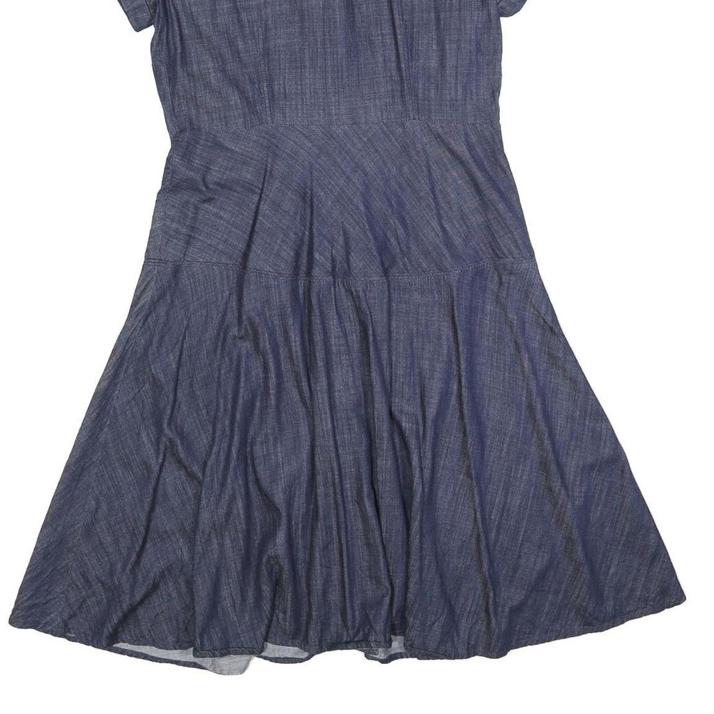 TOMMY HILFIGER Womens Blue Shirt Dress Cotton Blend Short Sleeve Knee Length S
