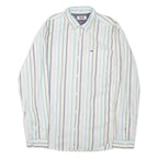 TOMMY HILFIGER Mens Shirt White Striped Long Sleeve S