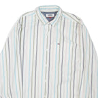 TOMMY HILFIGER Mens Shirt White Striped Long Sleeve S