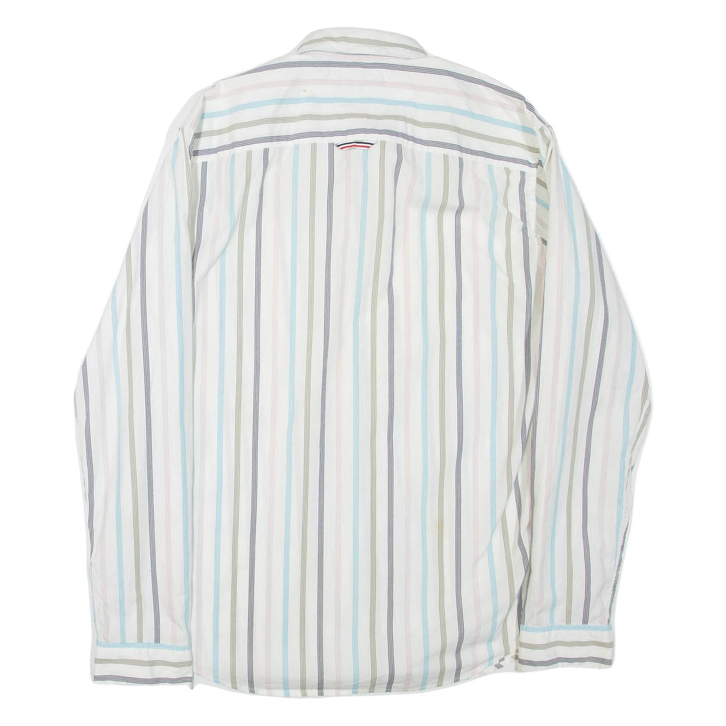 TOMMY HILFIGER Mens Shirt White Striped Long Sleeve S