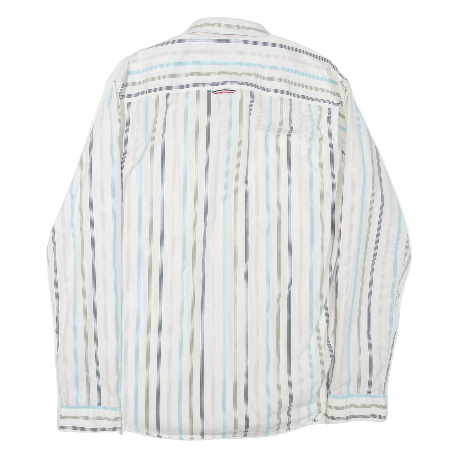 TOMMY HILFIGER Mens Shirt White Striped Long Sleeve S