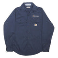 CARHARTT Mens Navy Blue Work Shirt S Polyester Blend Long Sleeve Button Down