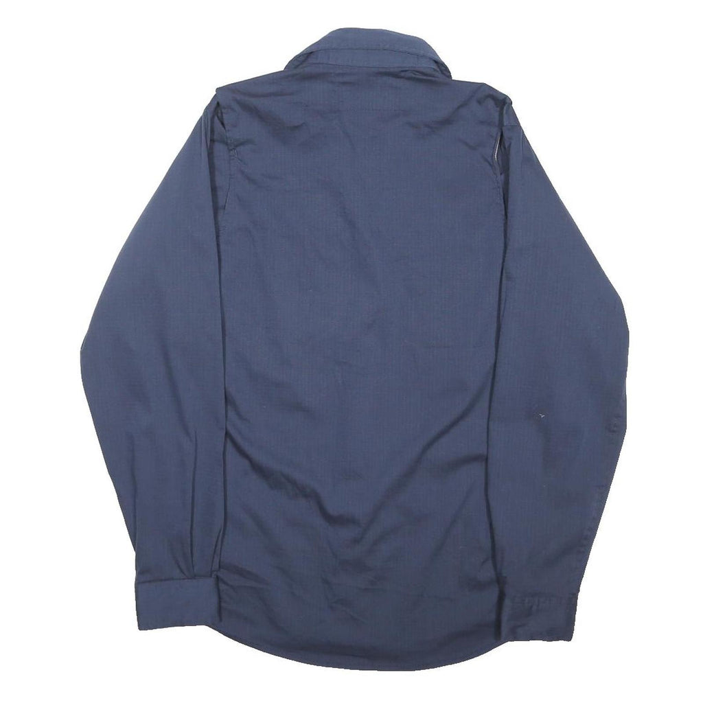 CARHARTT Mens Navy Blue Work Shirt S Polyester Blend Long Sleeve Button Down