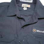 CARHARTT Mens Navy Blue Work Shirt S Polyester Blend Long Sleeve Button Down