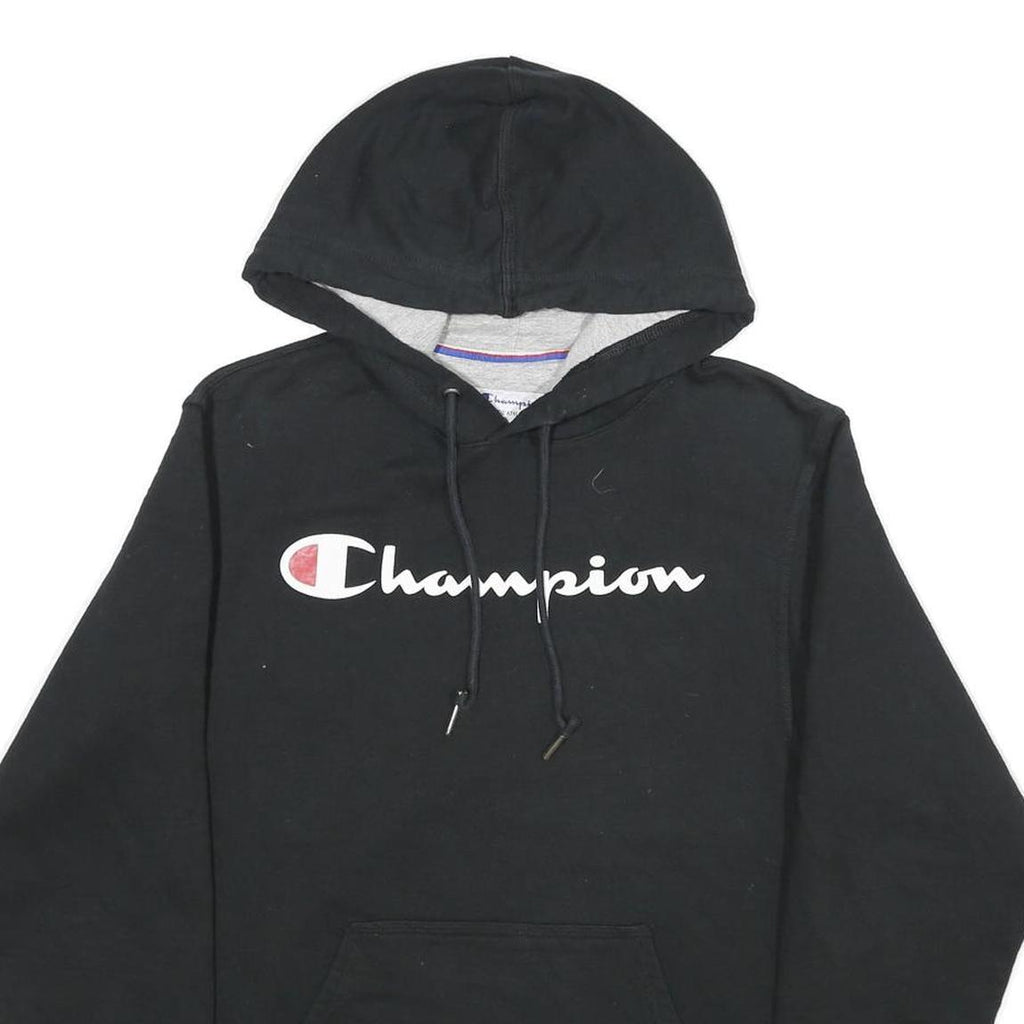 CHAMPION Mens Black Pullover Hoodie S Cotton Blend Drawstring Hood Casual