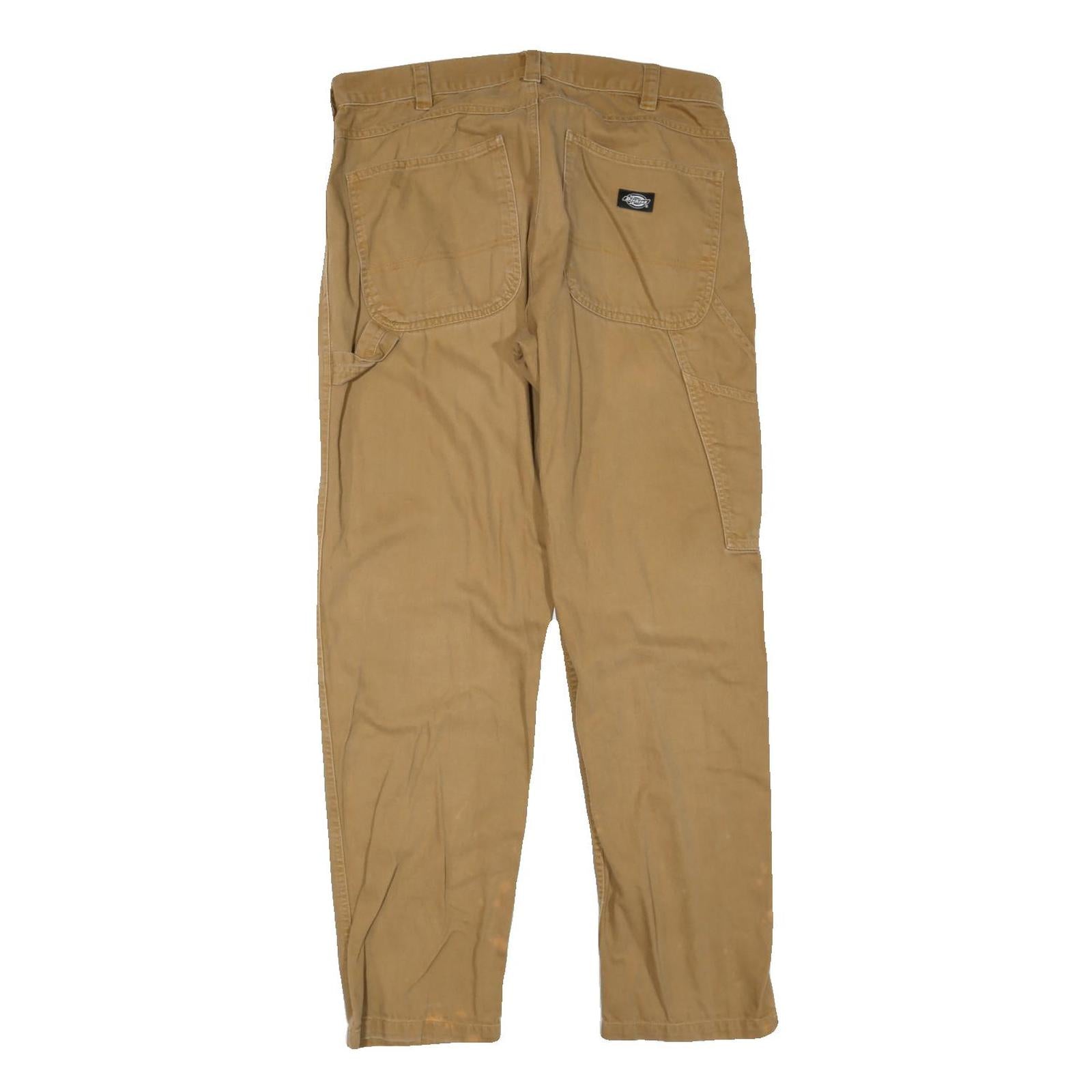 DICKIES Mens Regular Fit Beige Cotton Blend Workwear Trousers W33 L30 Durable