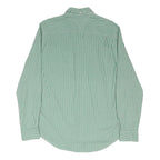 TOMMY HILFIGER Mens Green & White Striped Shirt M Button Down Regular Fit