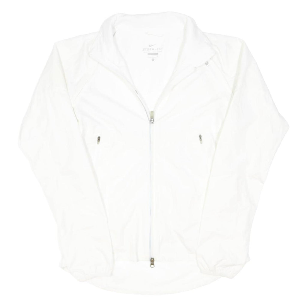 NIKE Womens White Jacket S Polyester Plain Zip Sportswear Athletic Outerwear